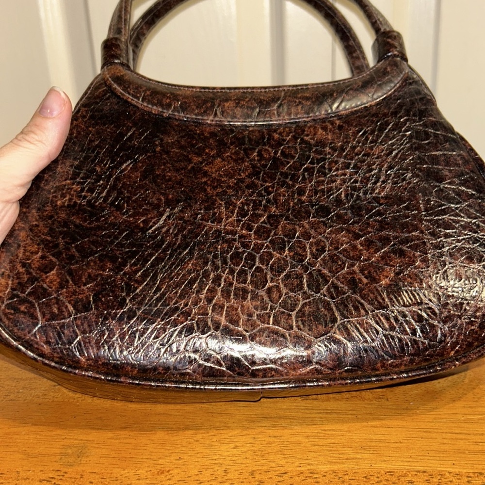Meyers Mid Century Modern Brown Reptile/Crocodile Handbag Made in USA - Picture 15 of 15